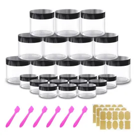 12 Pack 4 oz Small Plastic Containers with Lids 12 Pack 20g/20ml Cosmetic Sample Jar - for Lip Scrub, Body Butters, Cream, Slime, Craft Storage