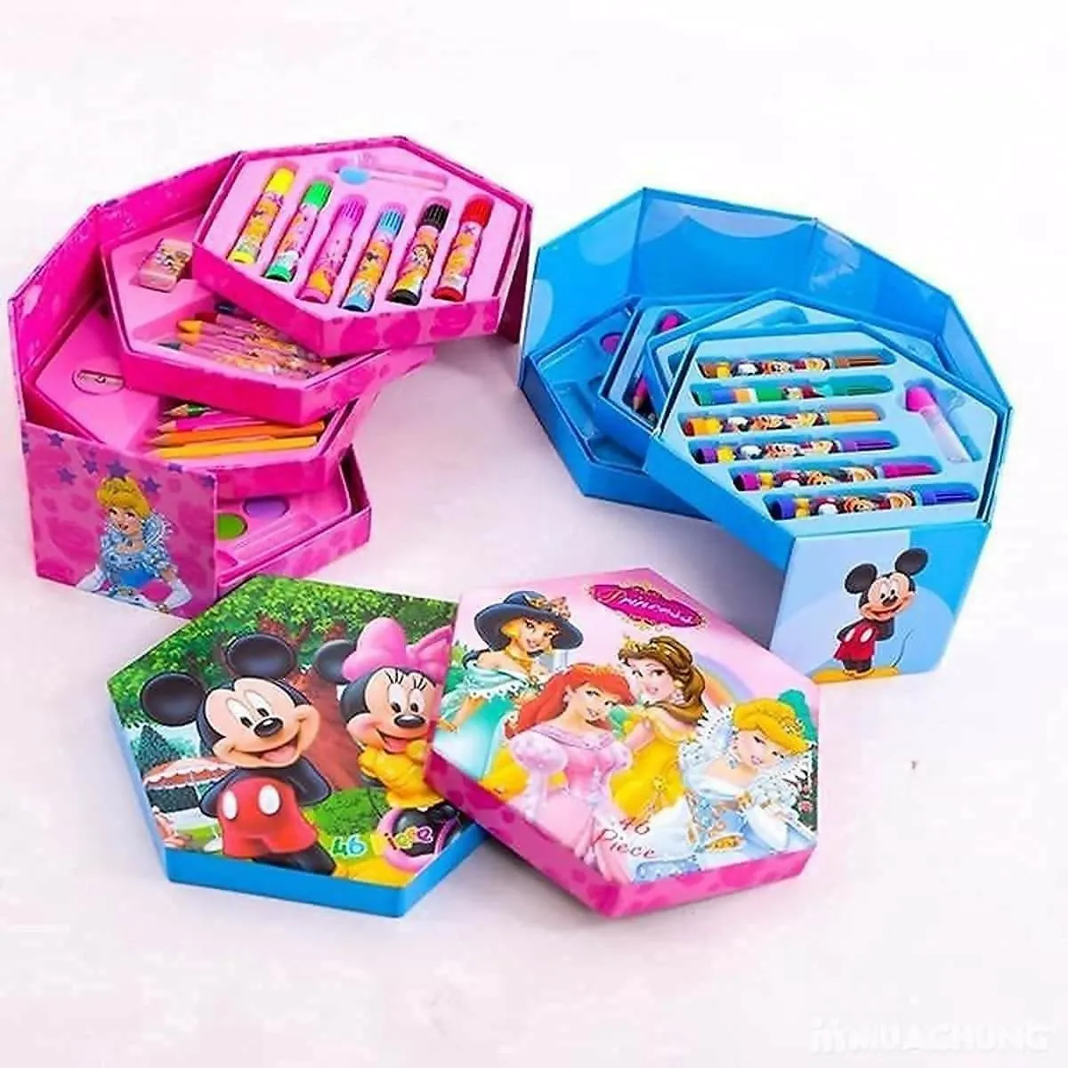 46 Pcs Plastic Art Colour Set With Color Pencil, Crayons, Oil Pastel & Sketch Pens (Multicolour)