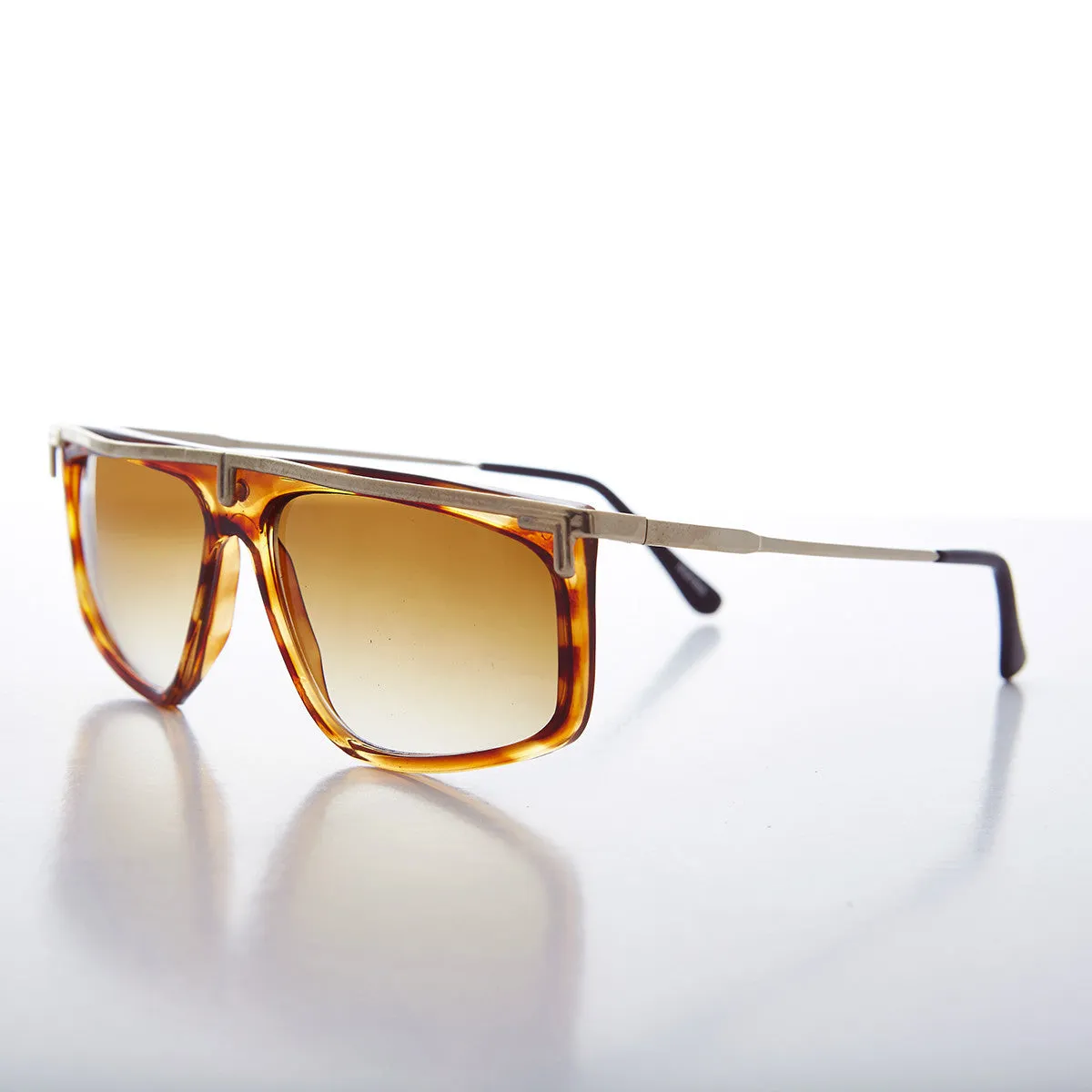 80s Hip Hop Flat Top Gold Accent Rapper Vintage Sunglass - Rome