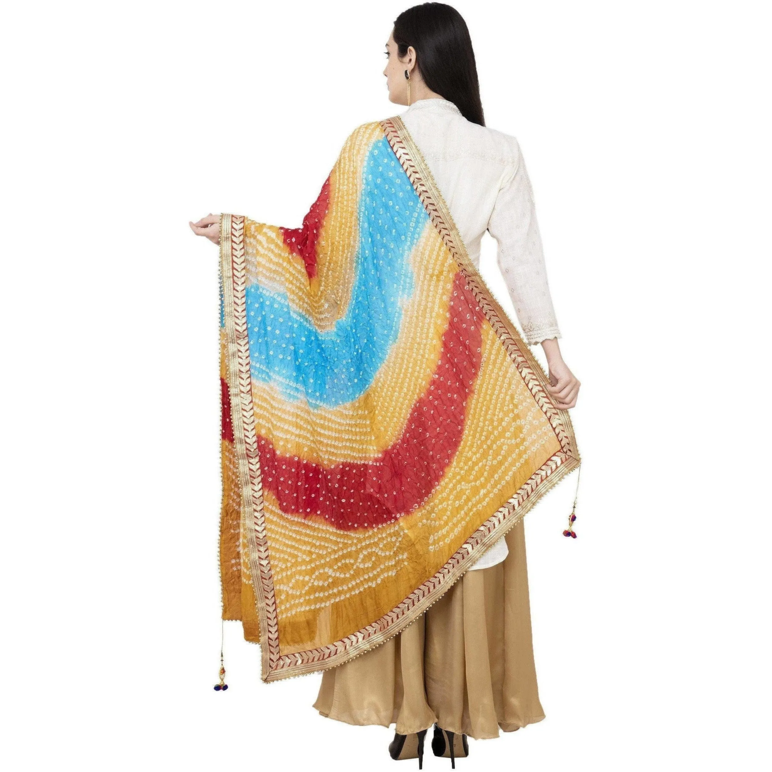 A R Silk Bandhej Multi Gota Fancy Dupatta Color Multi Color Dupatta