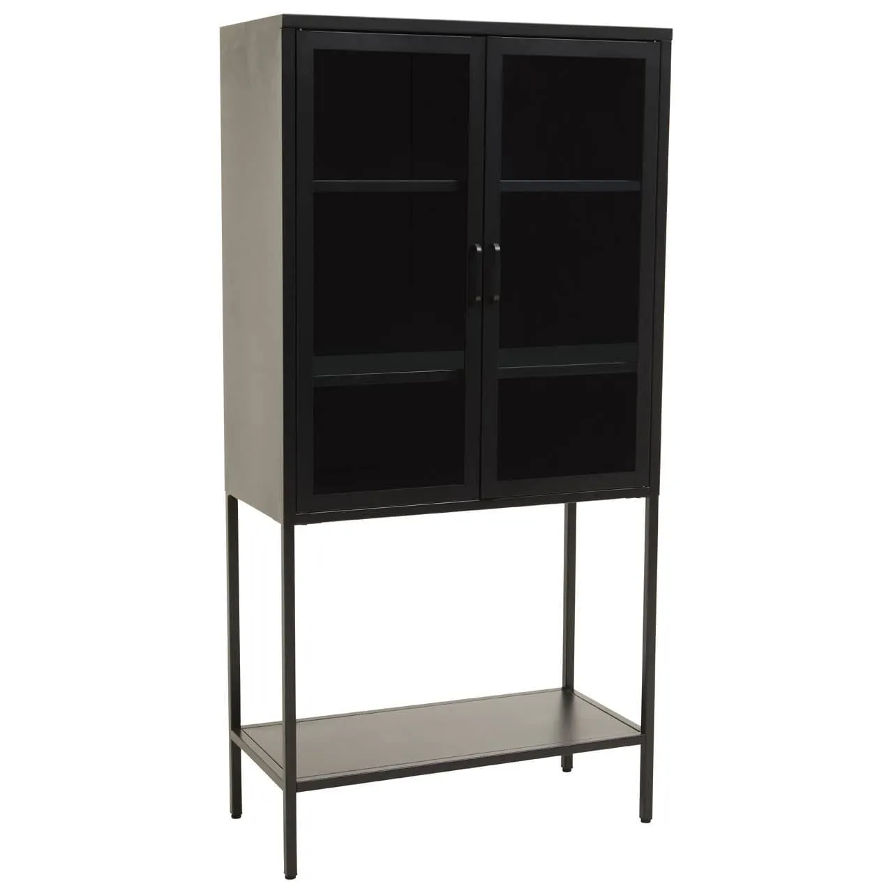 Acier Two Door Black Cabinet With Shelf