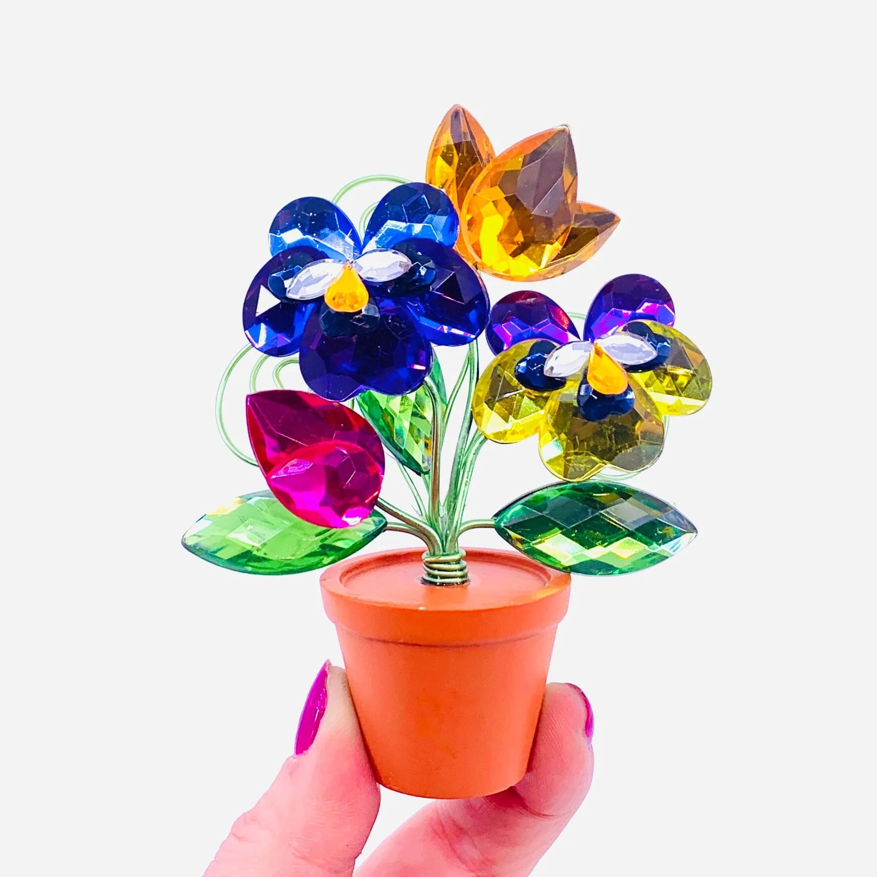 Acrylic Bouquet 9, Garden Posy Pot Blue