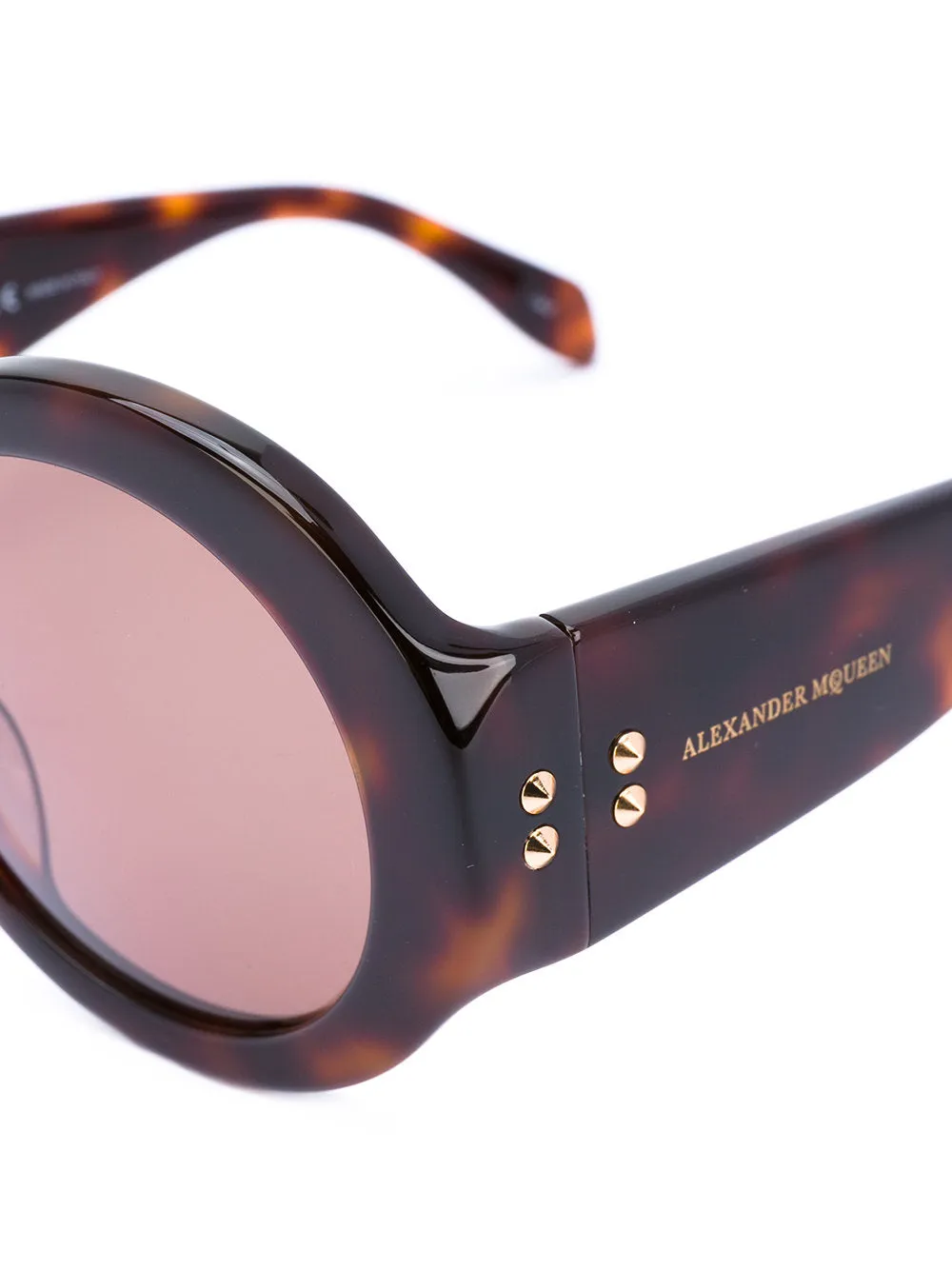 Alexander McQueen Brown acetate mini stud round frame sunglasses
