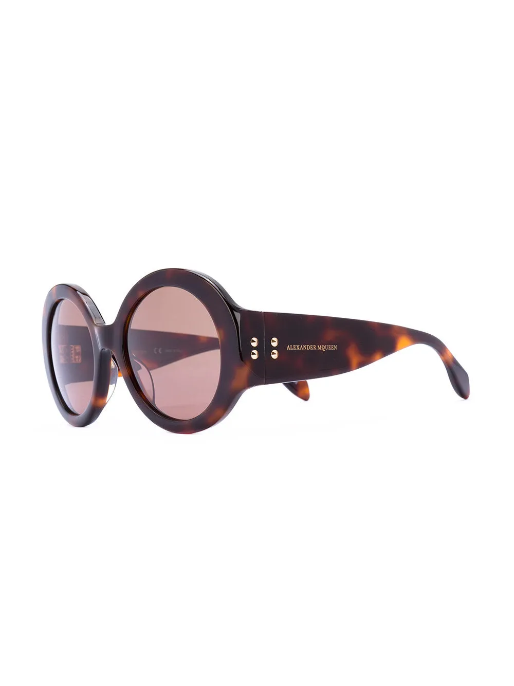 Alexander McQueen Brown acetate mini stud round frame sunglasses