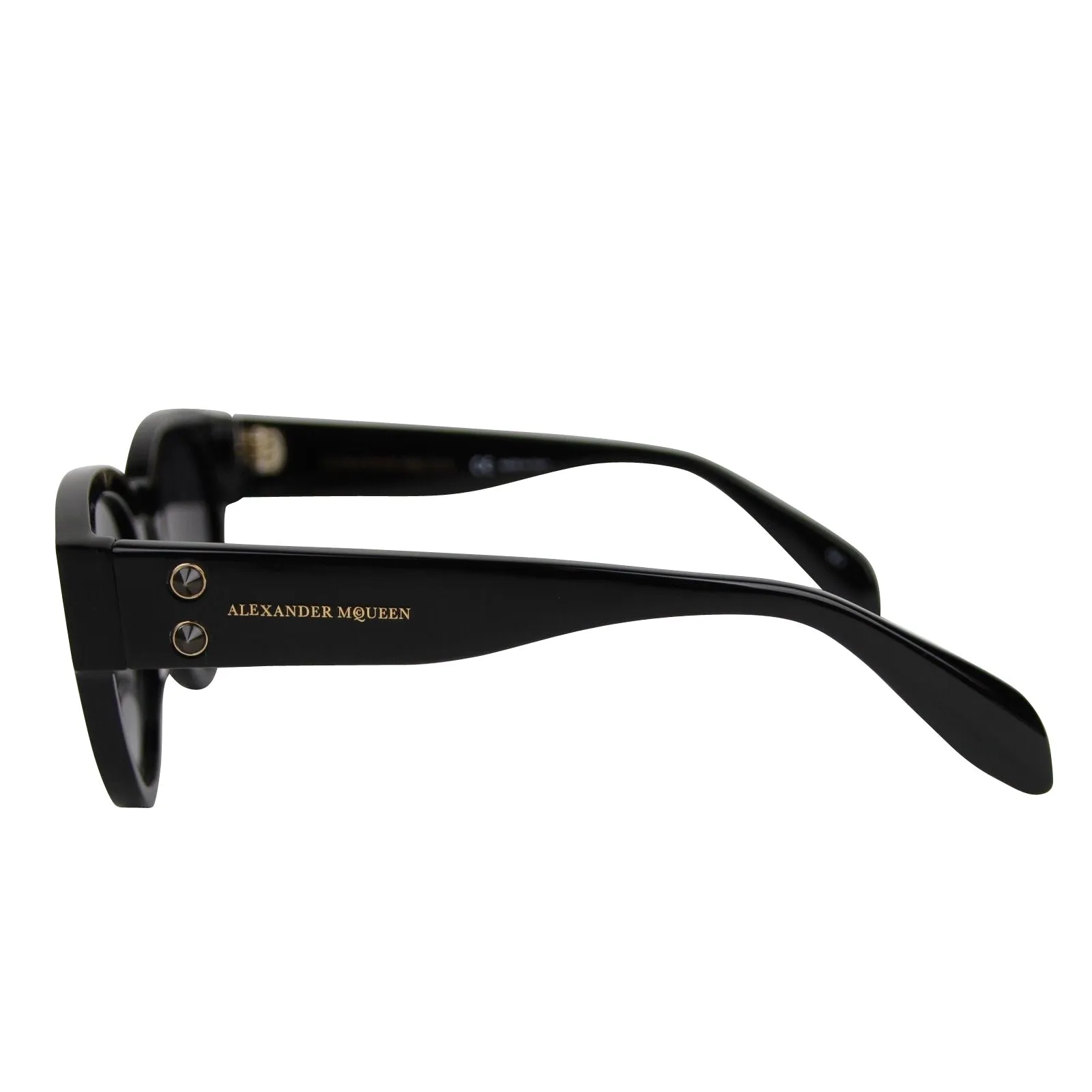 Alexander McQueen Unisex Spike Detail Black Acetate Sunglasses