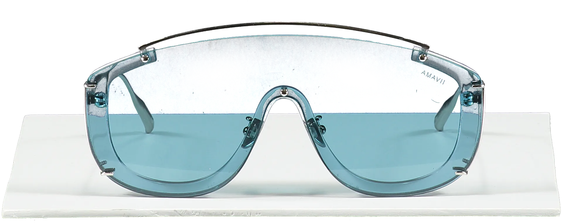 Amavii Metallic Ltd. Edition Jane Frances - Brushed Silver /blue Titanium Sunglasses