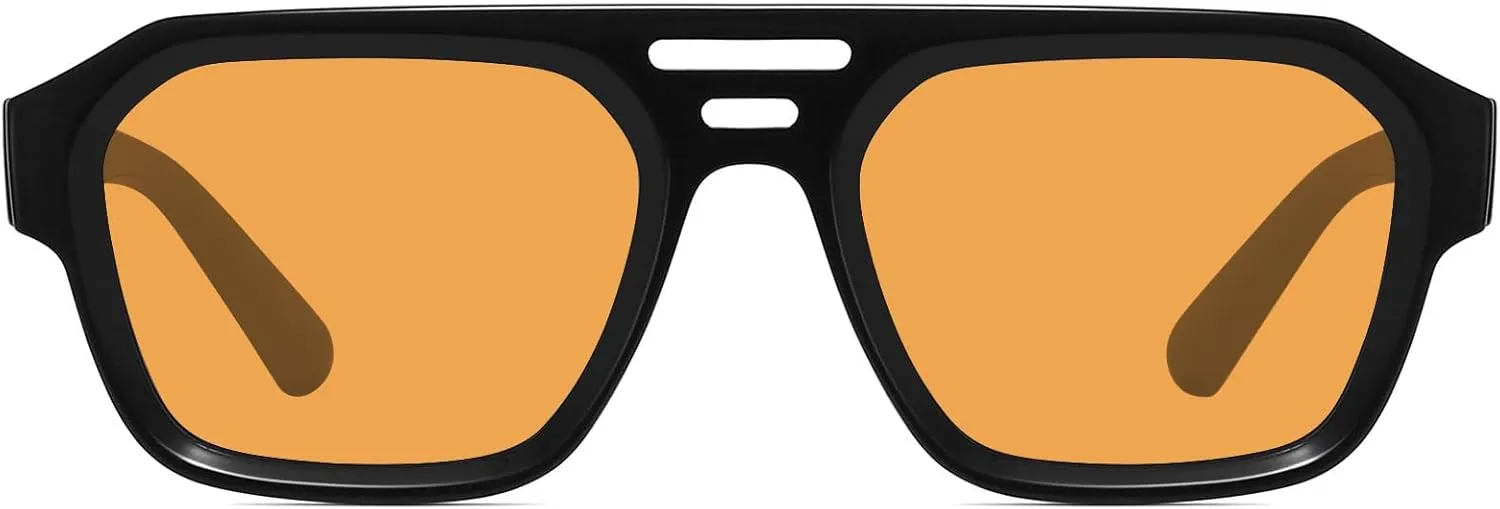 Aviator Sunglasses for Women Men Trendy Square Retro Double Bridge Aviators Sunglasses FZN822