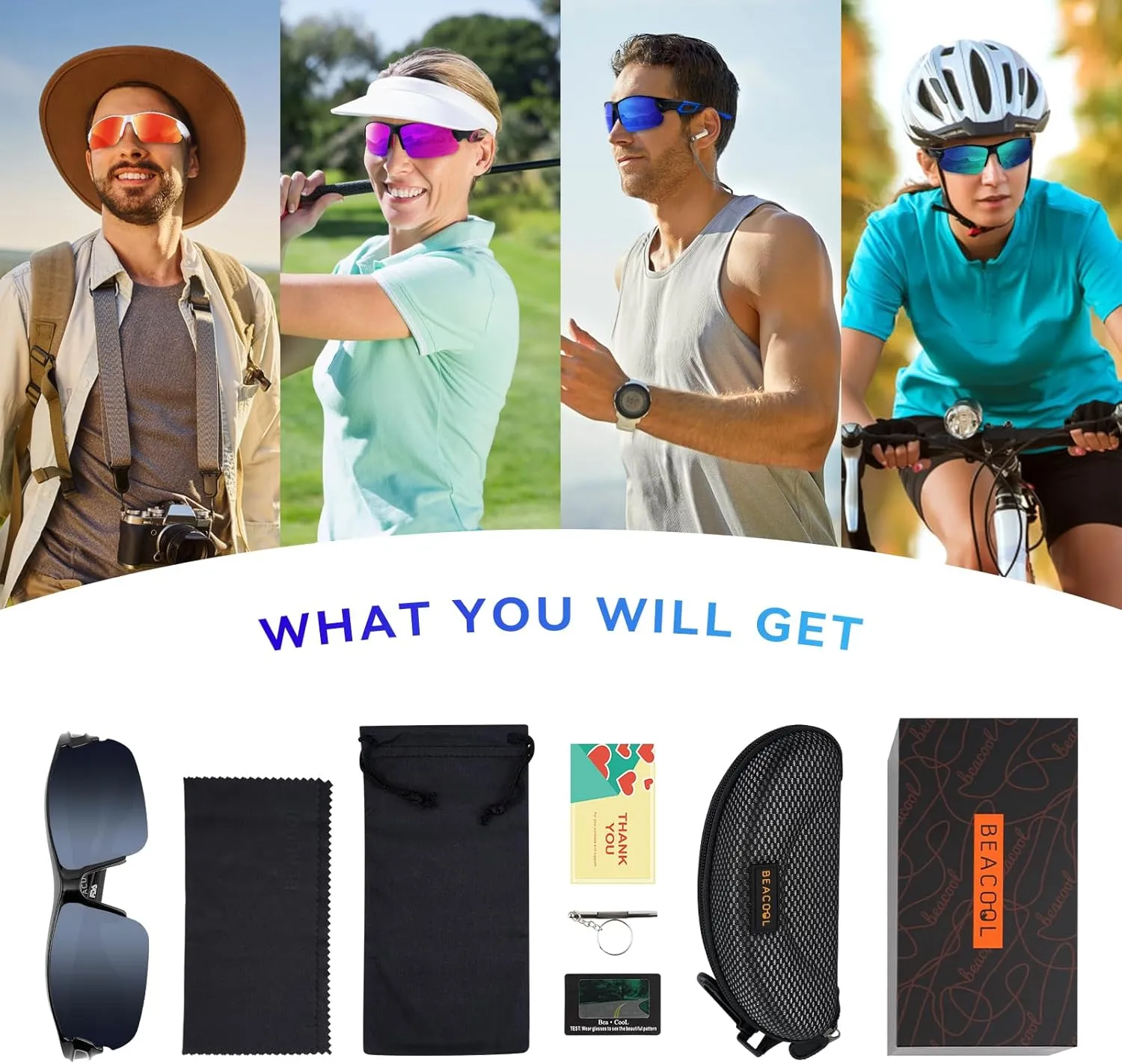 BEACOOL Polarized Sports Sunglasses for Men Women Youth Baseball Fishing Cycling Running Hiking Motorcycle Tac Glasses UV400