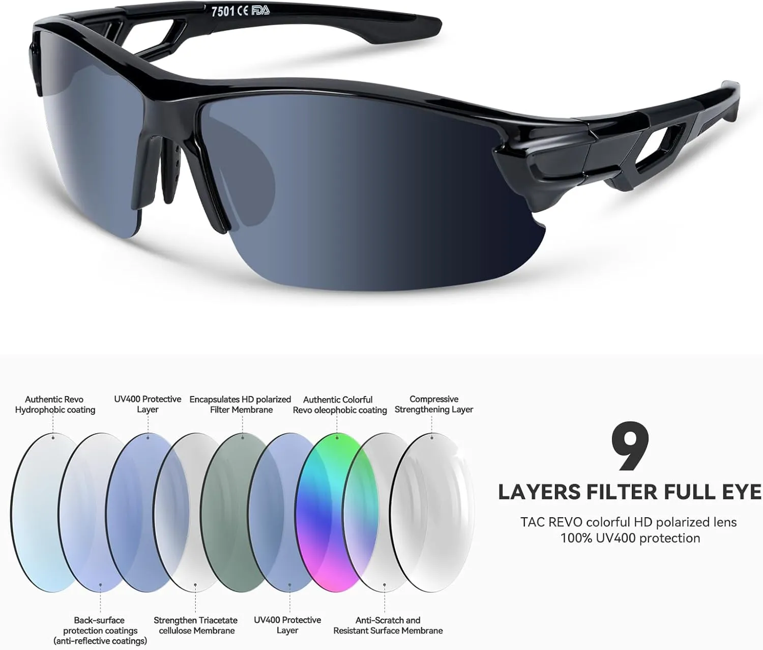 BEACOOL Polarized Sports Sunglasses for Men Women Youth Baseball Fishing Cycling Running Hiking Motorcycle Tac Glasses UV400