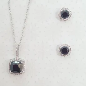 Bella in black and diamond look jewellery set