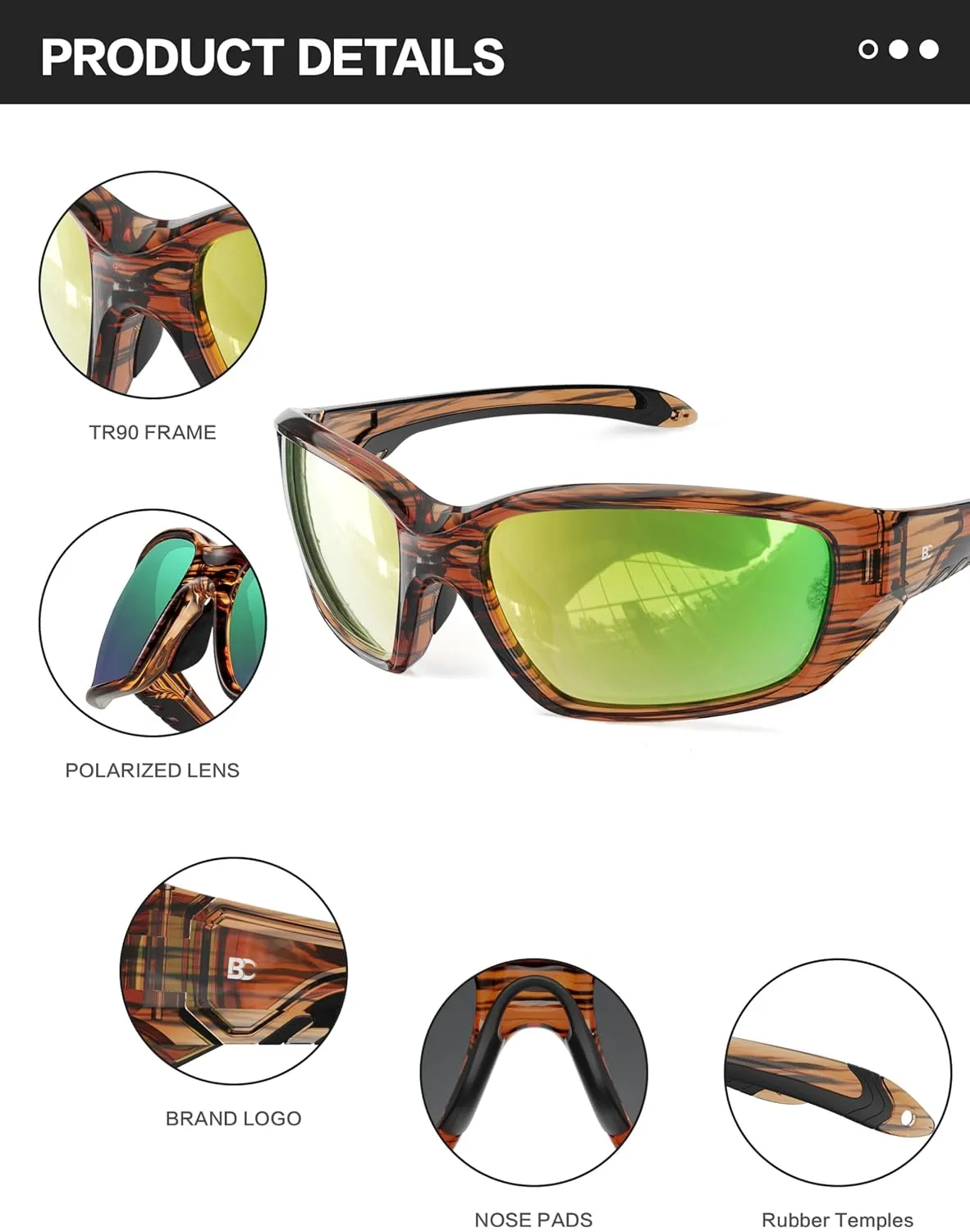 BIRCEN Sport Polarized Sunglasses for Men - Women:UV Protection Shades for Fishing Driving Cycling Running