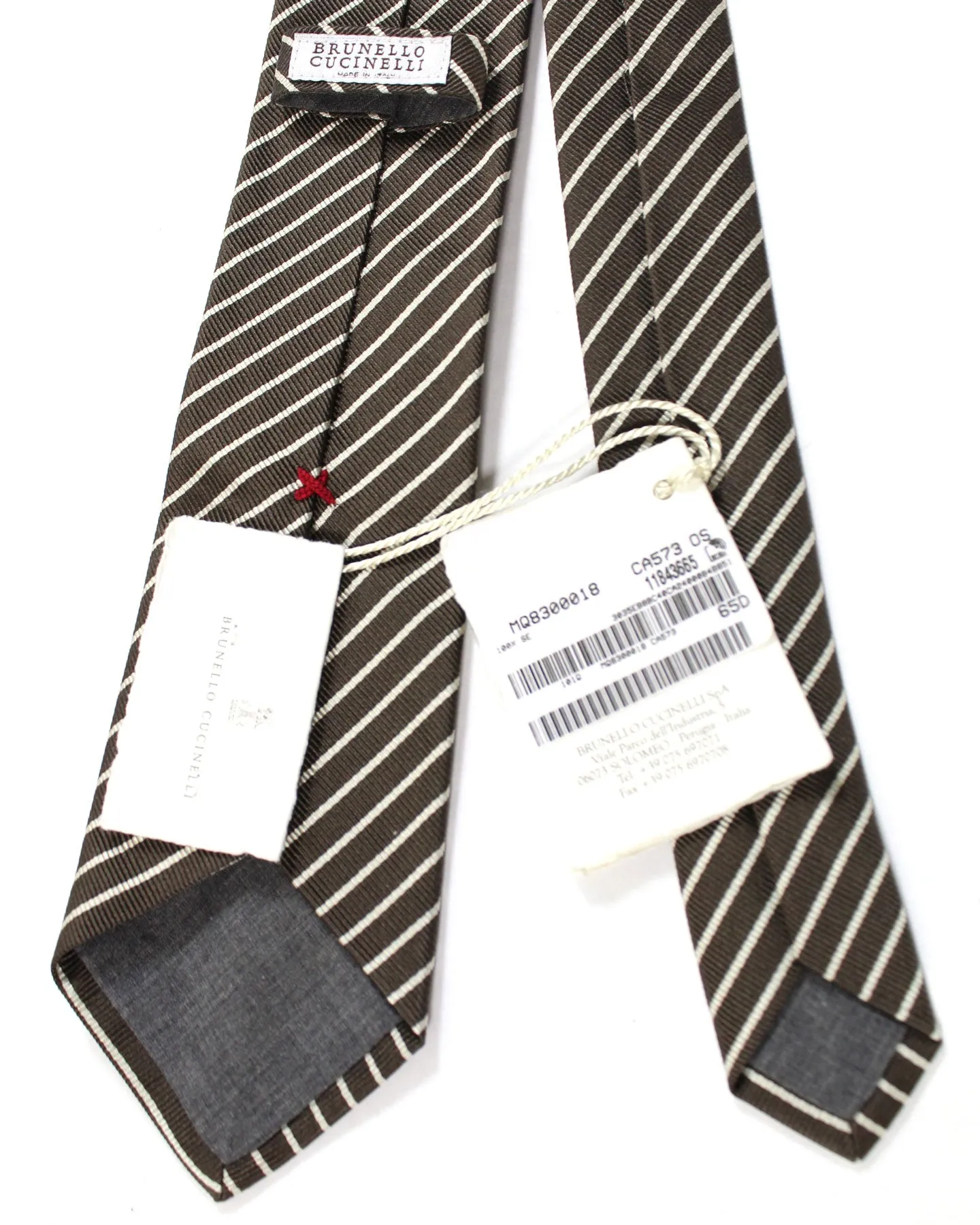 Brunello Cucinelli Silk Tie Brown Stripes Design