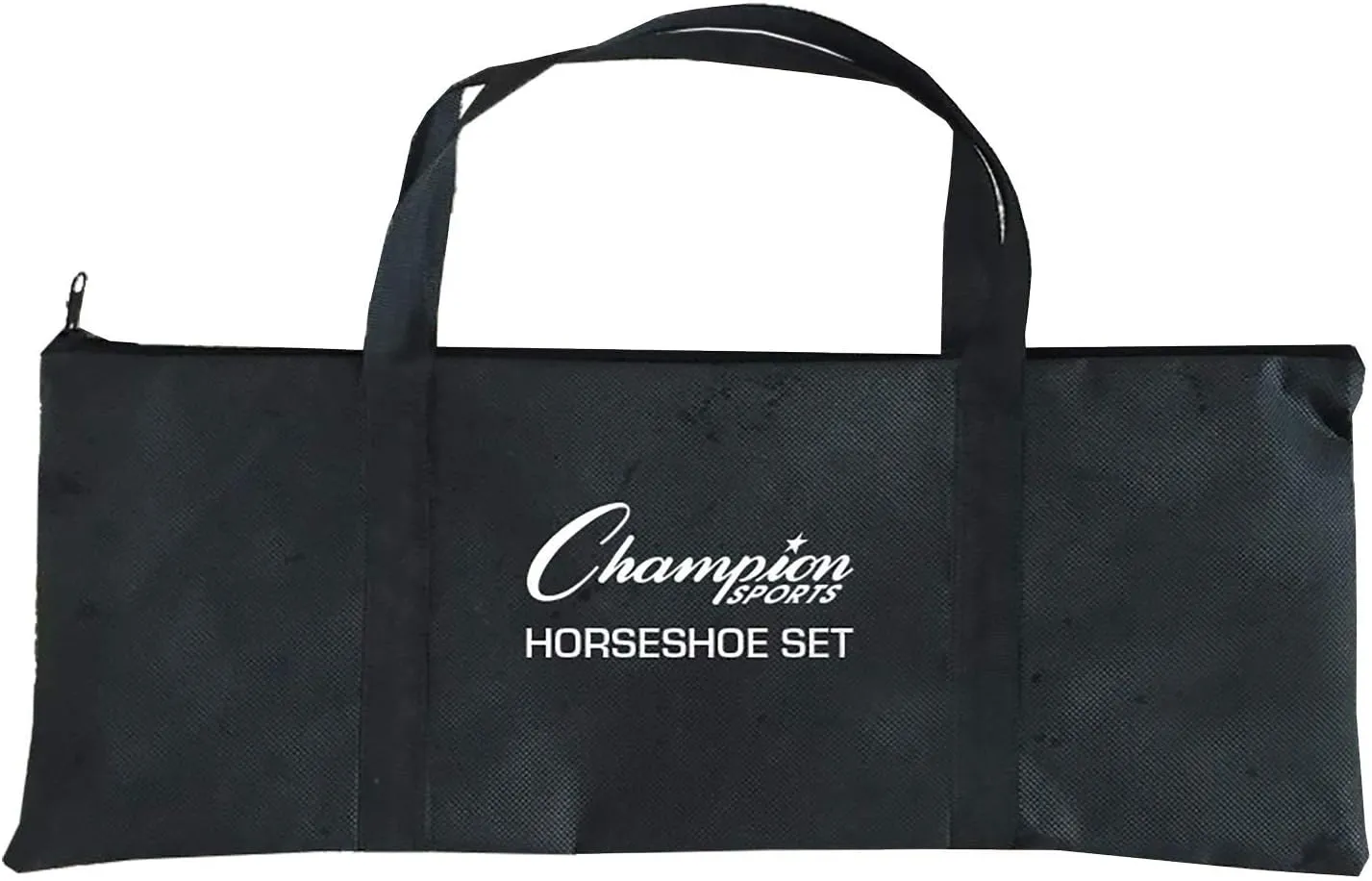Champion Sports Horseshoe Set: Traditional Outdoor Lawn Game includes Four Professional Solid Steel Horseshoes with Solid Steel Stakes & Carrying Storage Case