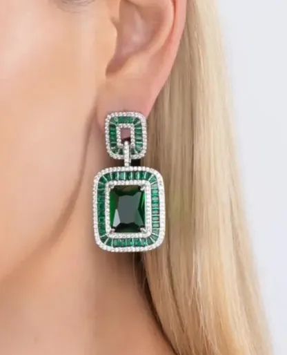 Chunky Green Dangling Earrings