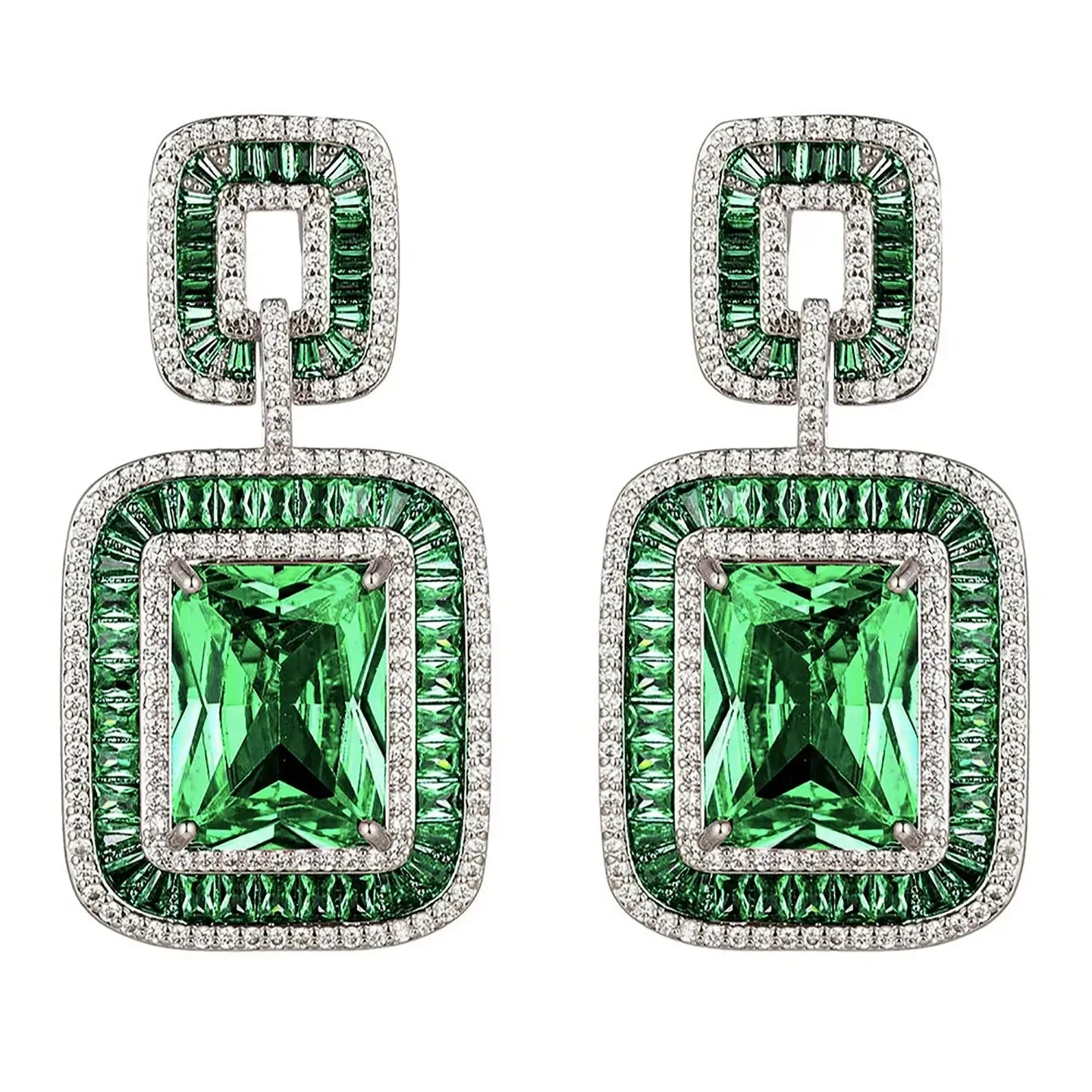 Chunky Green Dangling Earrings