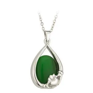 Claddagh Green Cat Eye Pendant