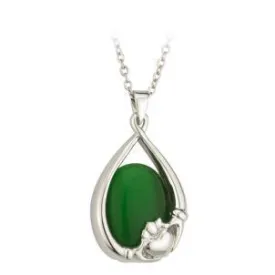Claddagh Green Cat Eye Pendant