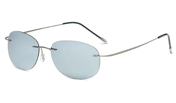 Classy Men Silver Lightweight Oval Sunglasses