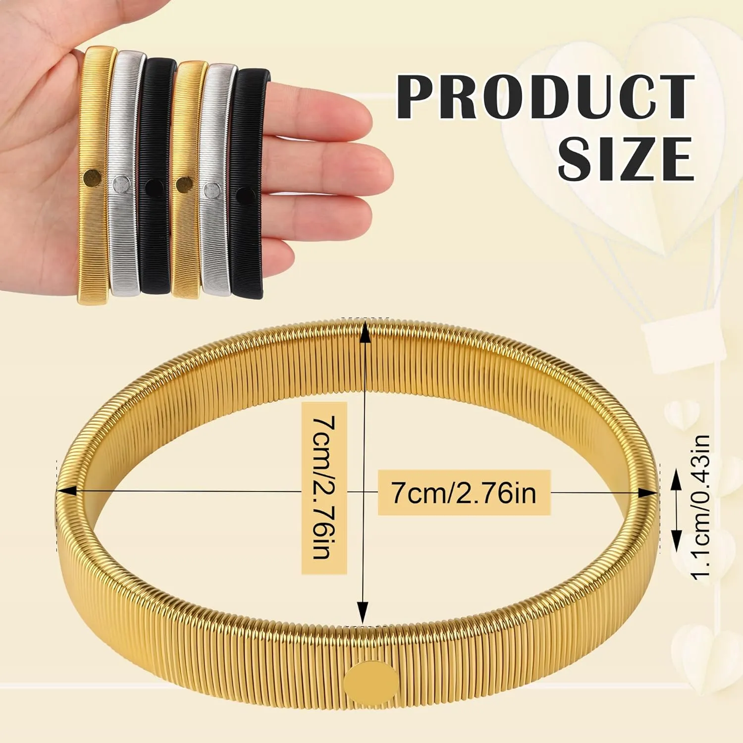 Coolrunner 6 Pcs Anti-Slip Elastic Shirt Sleeve Holders Metal Armbands for Band Stretch Garters