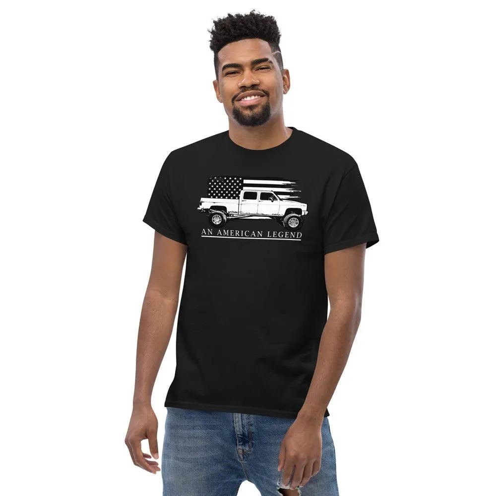 Crew Cab Square Body T-Shirt With American Flag Design
