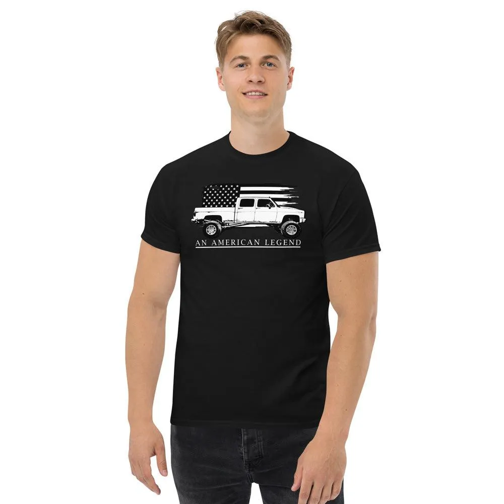 Crew Cab Square Body T-Shirt With American Flag Design
