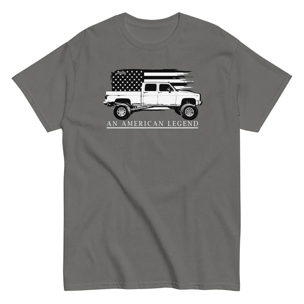 Crew Cab Square Body T-Shirt With American Flag Design