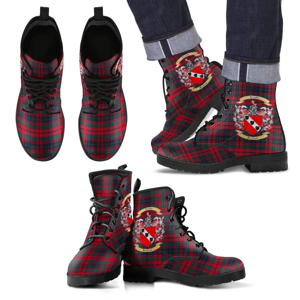 Crook Modern Tartan Clan Badge Leather Boots