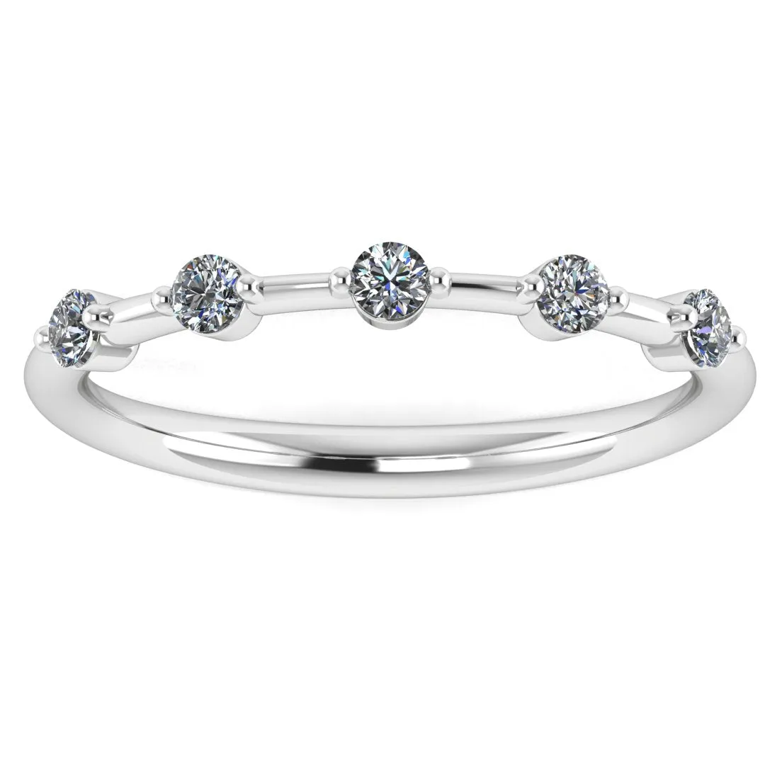 Dainty Sparkling Five 0.15 Carat Round Diamond Wedding Band PRB200