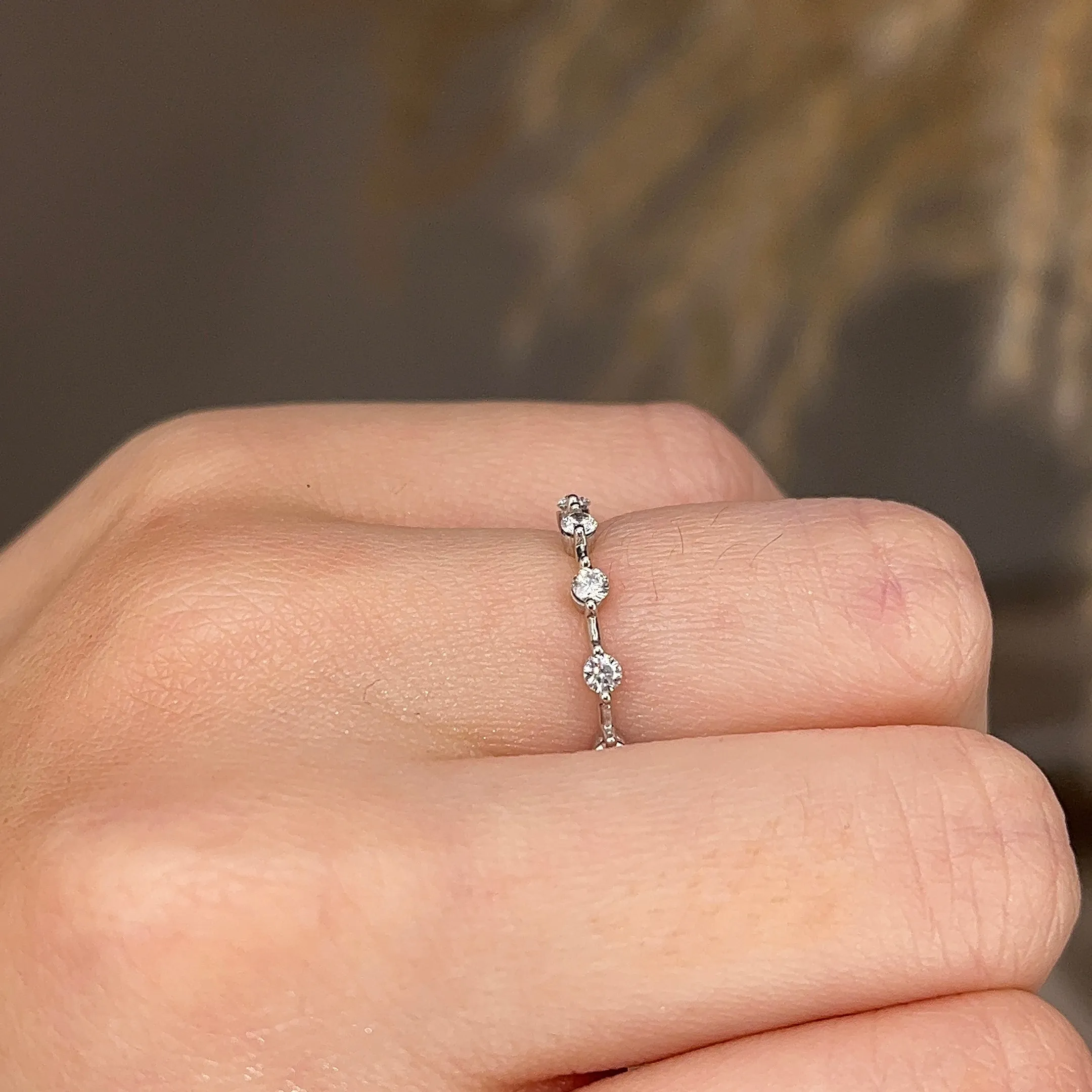 Dainty Sparkling Five 0.15 Carat Round Diamond Wedding Band PRB200