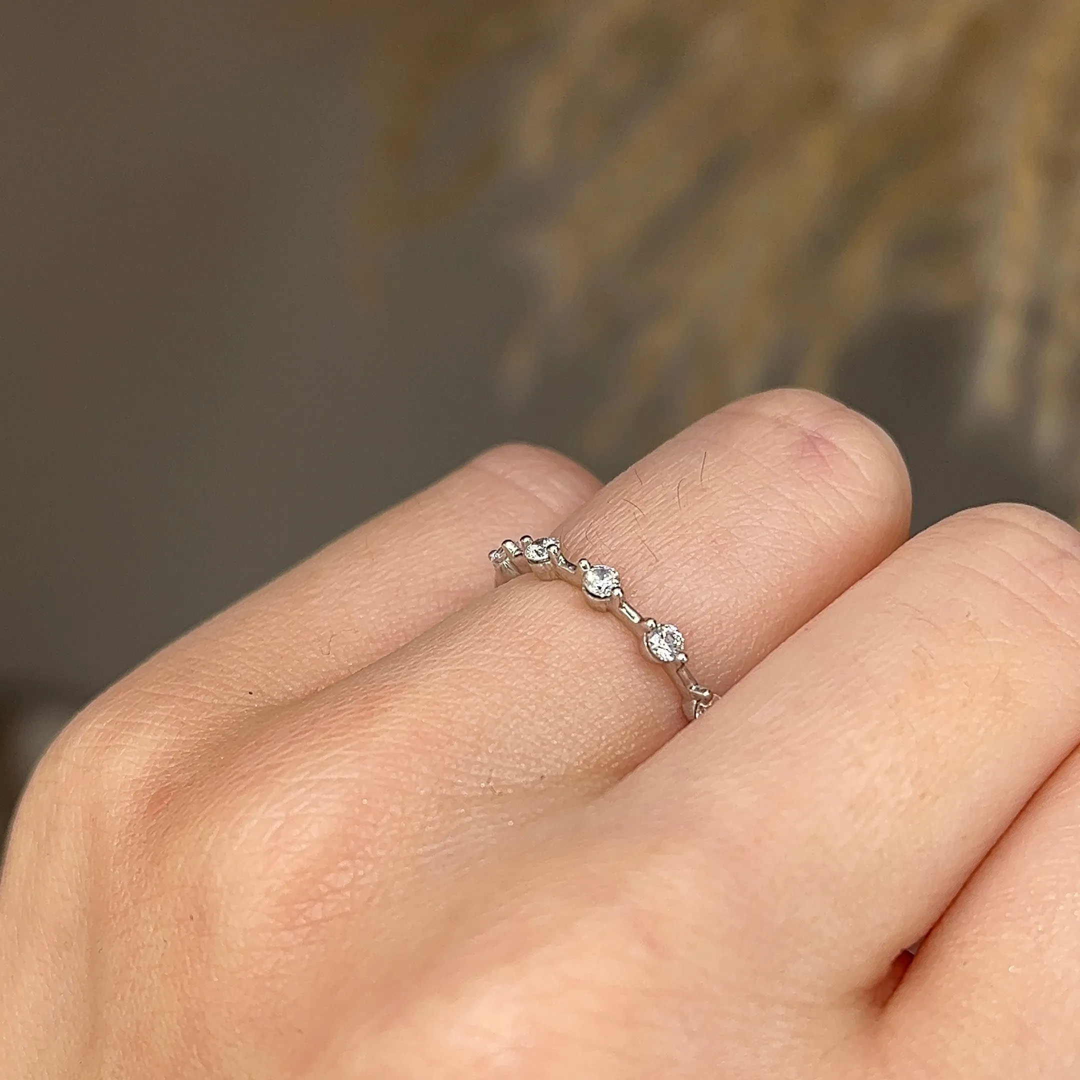 Dainty Sparkling Five 0.15 Carat Round Diamond Wedding Band PRB200