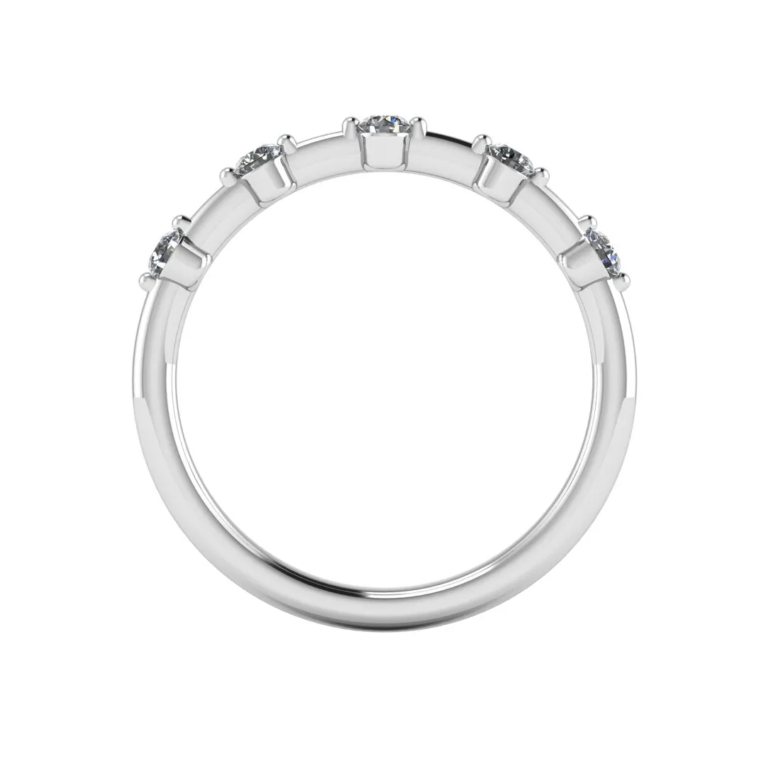 Dainty Sparkling Five 0.15 Carat Round Diamond Wedding Band PRB200