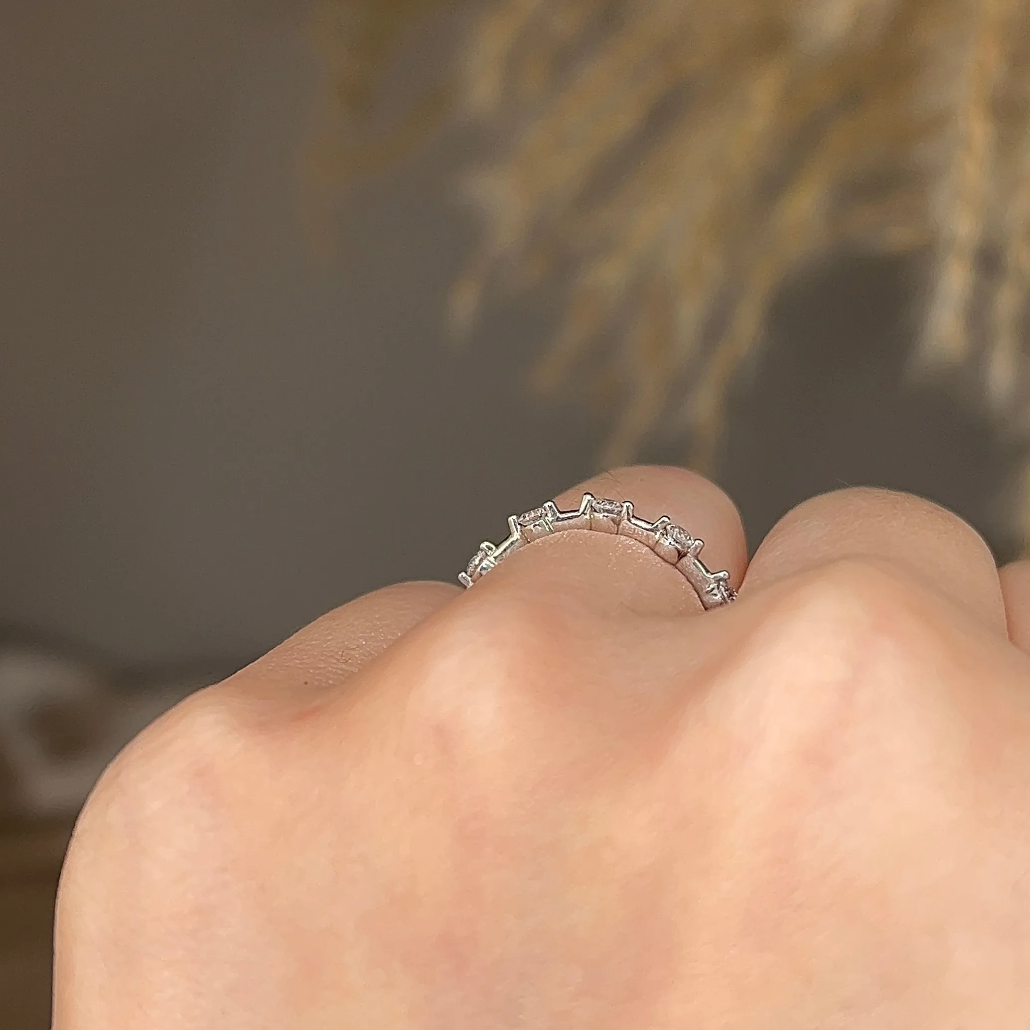 Dainty Sparkling Five 0.15 Carat Round Diamond Wedding Band PRB200