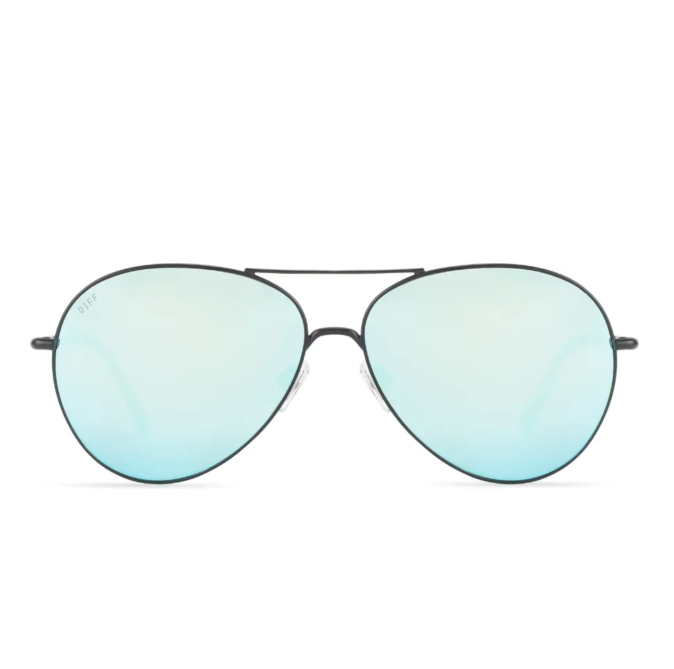 DIFF Charitable Eyewear Knox - Black Blue Mirror - Non-Polarized Sunglasses
