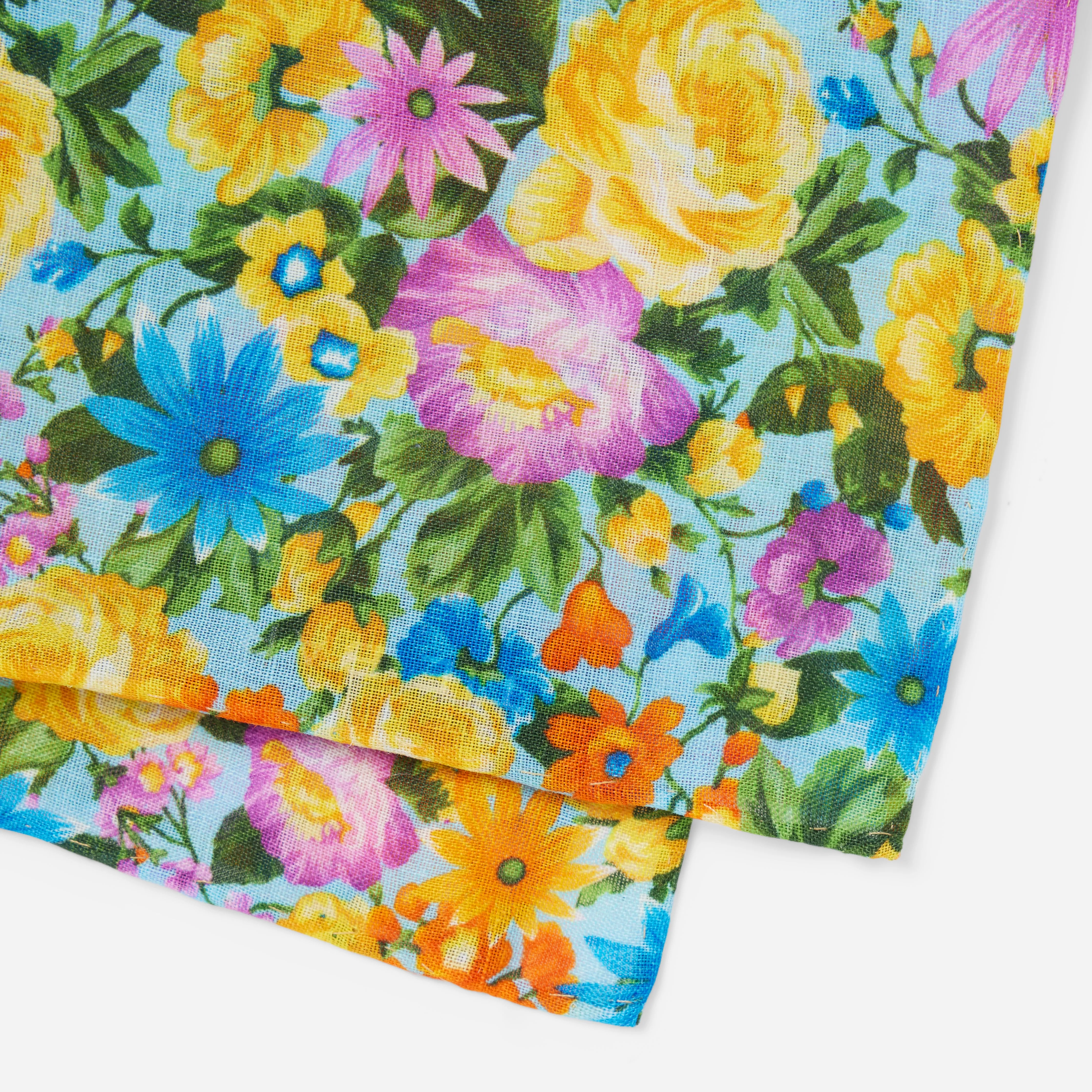 Duke Floral Light Blue Pocket Square