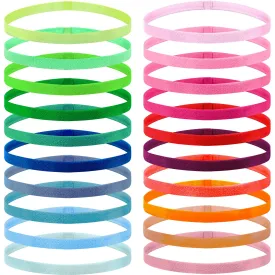 Duufin 20 Pieces Elastic Sport Headbands Non Slip Grip Elastic Headband Thin Colorful Workout Headbands for Women Men and Girls, 20 Colors
