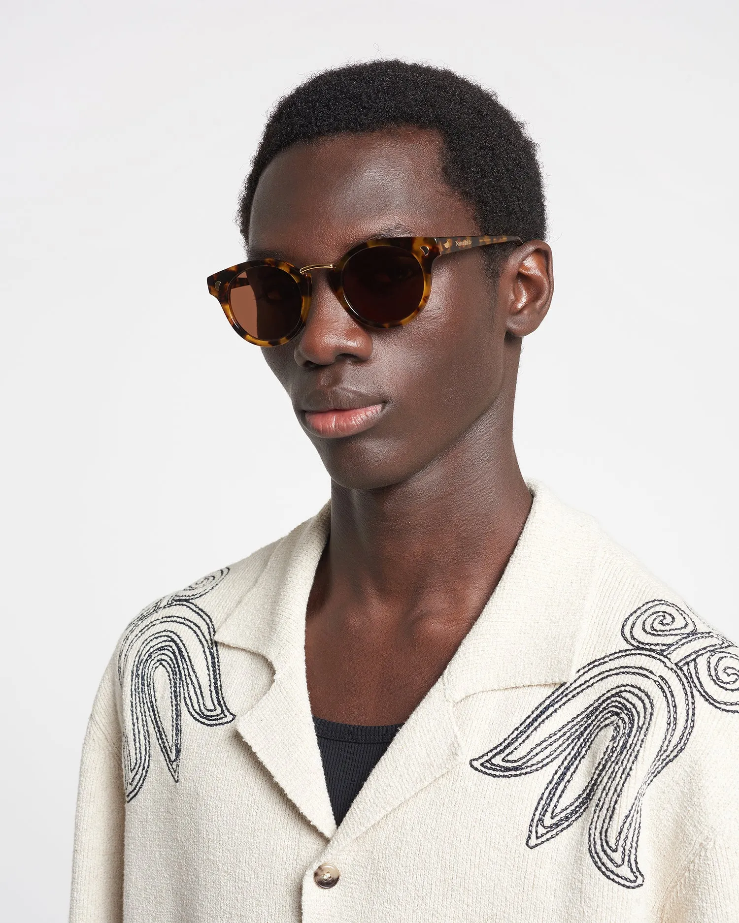 Duy - Bio-Plastic Round-Frame Sunglasses - Dark Amber