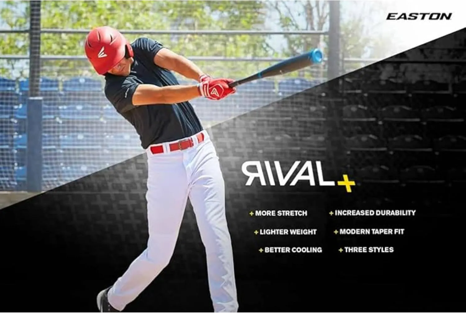Easton Men's Rival  Baseball Pants | Full Length Semi-Relaxed Fit | Adult Sizes | Solid | Multiple Colors