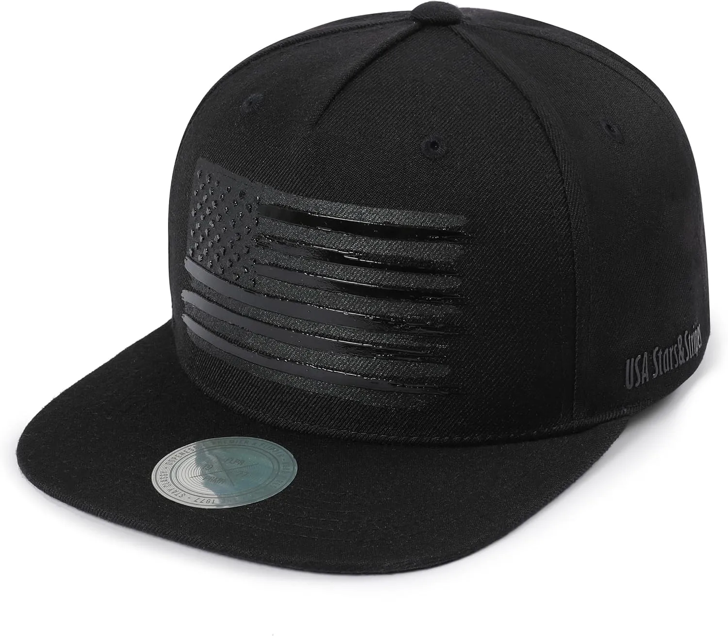 Flipper 3D Glossy American Flag Snapback Hat ?C Flat Brim Adjustable Baseball Cap for Men & Women, Patriotic USA Trucker Hat