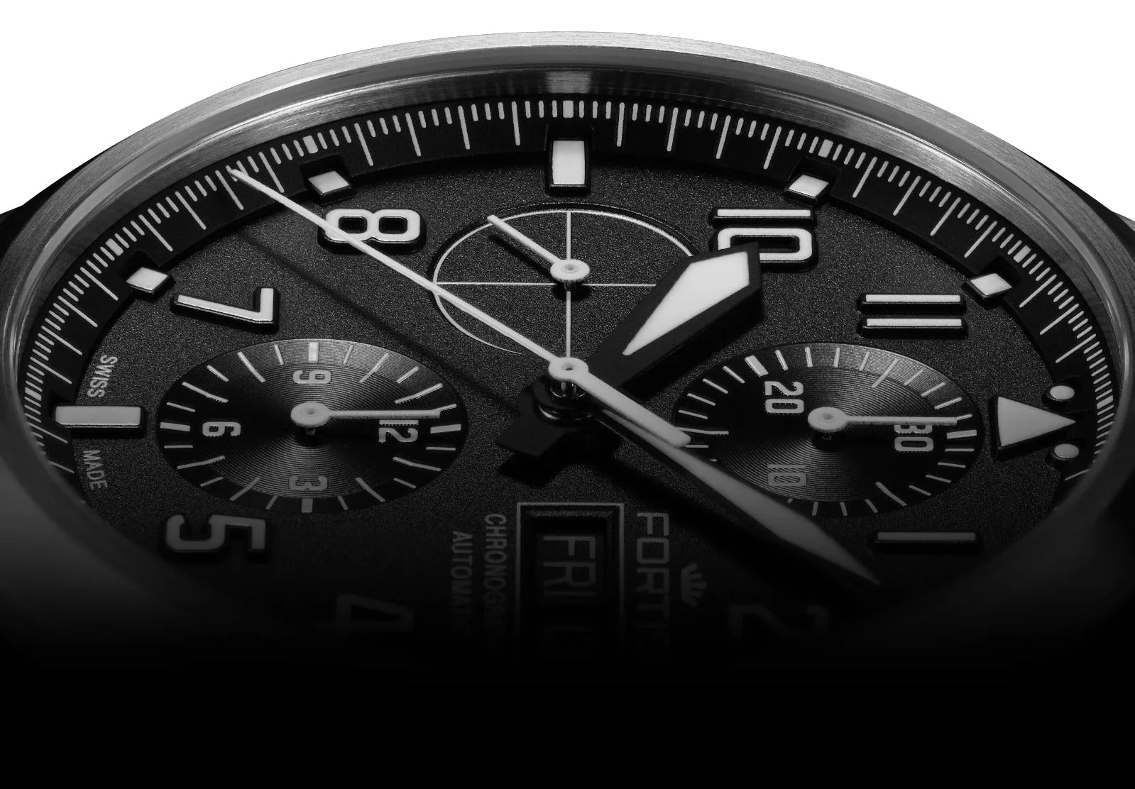 Fortis Aeromaster Professional Automatic Chronograph Black PVD Black Dial Black Textile Strap Day/Date Divers Mens Watch F4040002