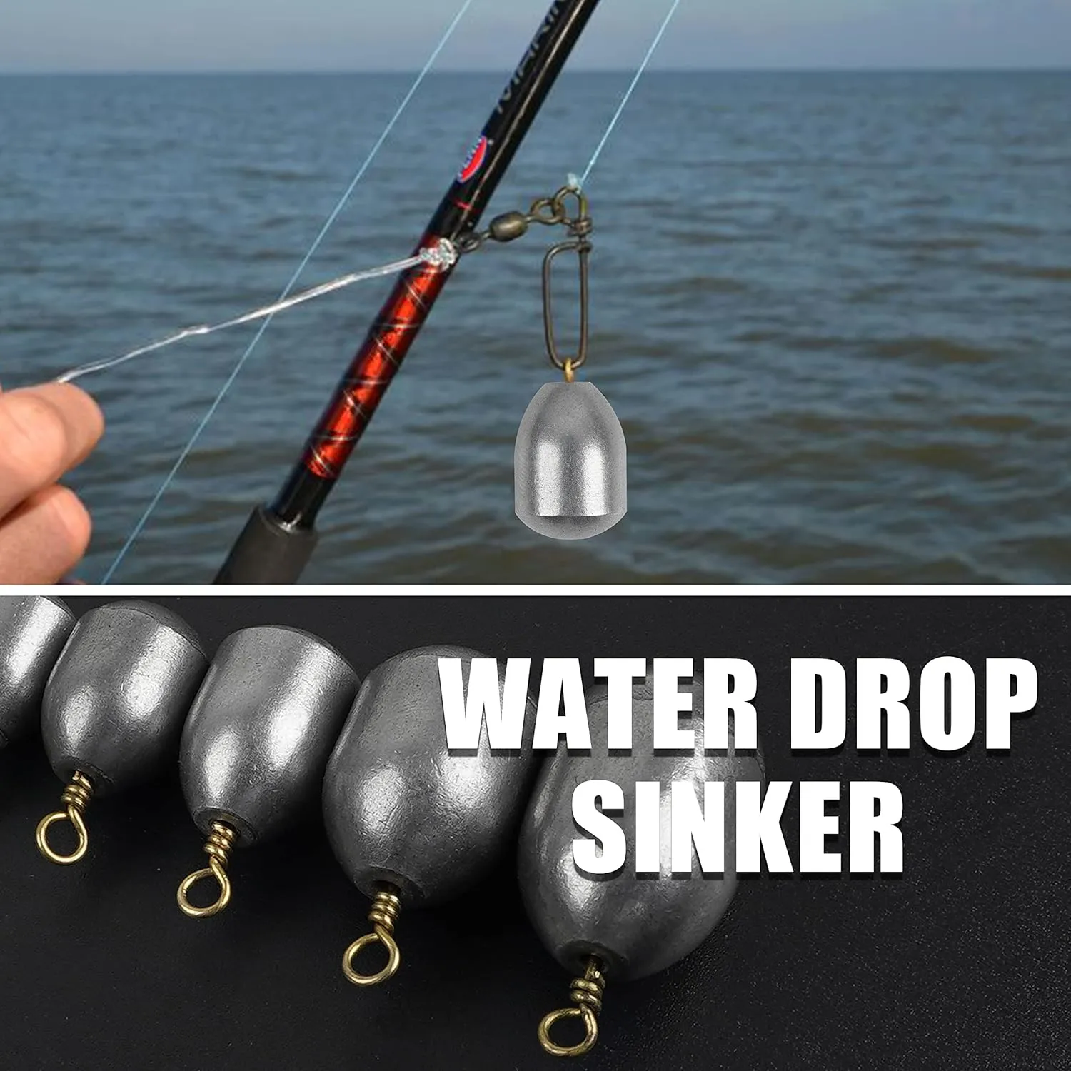 FUSIGO Fishing Weight Sinker,Bass Casting Sinker Weight Bell Sinker Iron Fishing Weight Sinker with Ring Water Drop Sinker Weight for Saltwater Freshwater Fishing, Silver
