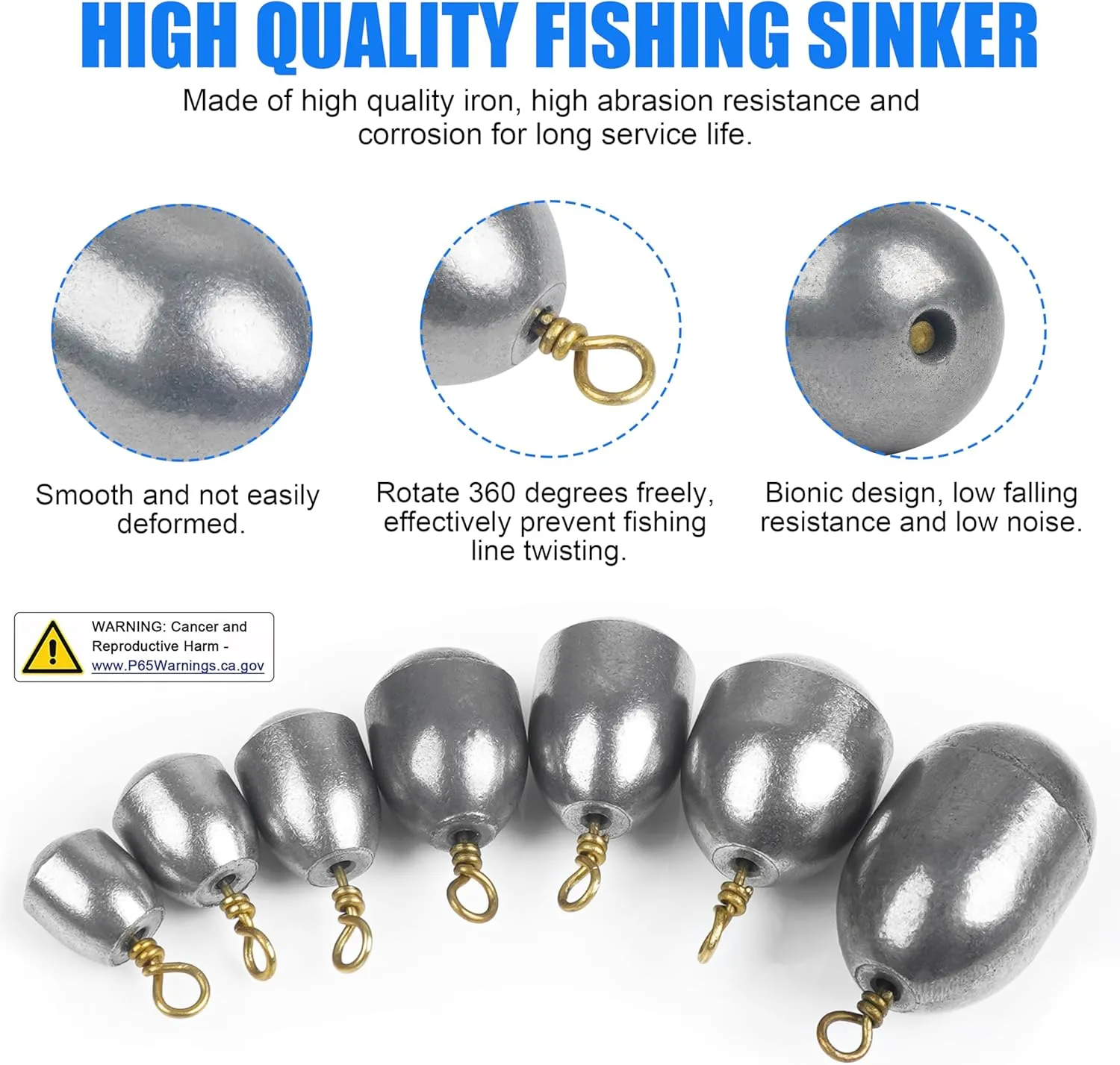 FUSIGO Fishing Weight Sinker,Bass Casting Sinker Weight Bell Sinker Iron Fishing Weight Sinker with Ring Water Drop Sinker Weight for Saltwater Freshwater Fishing, Silver