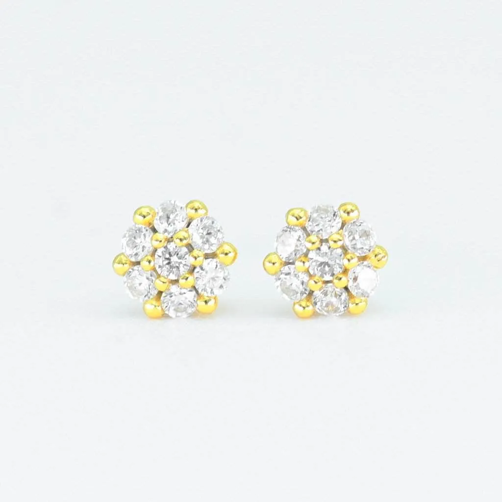 Gold Flower Stud Earrings