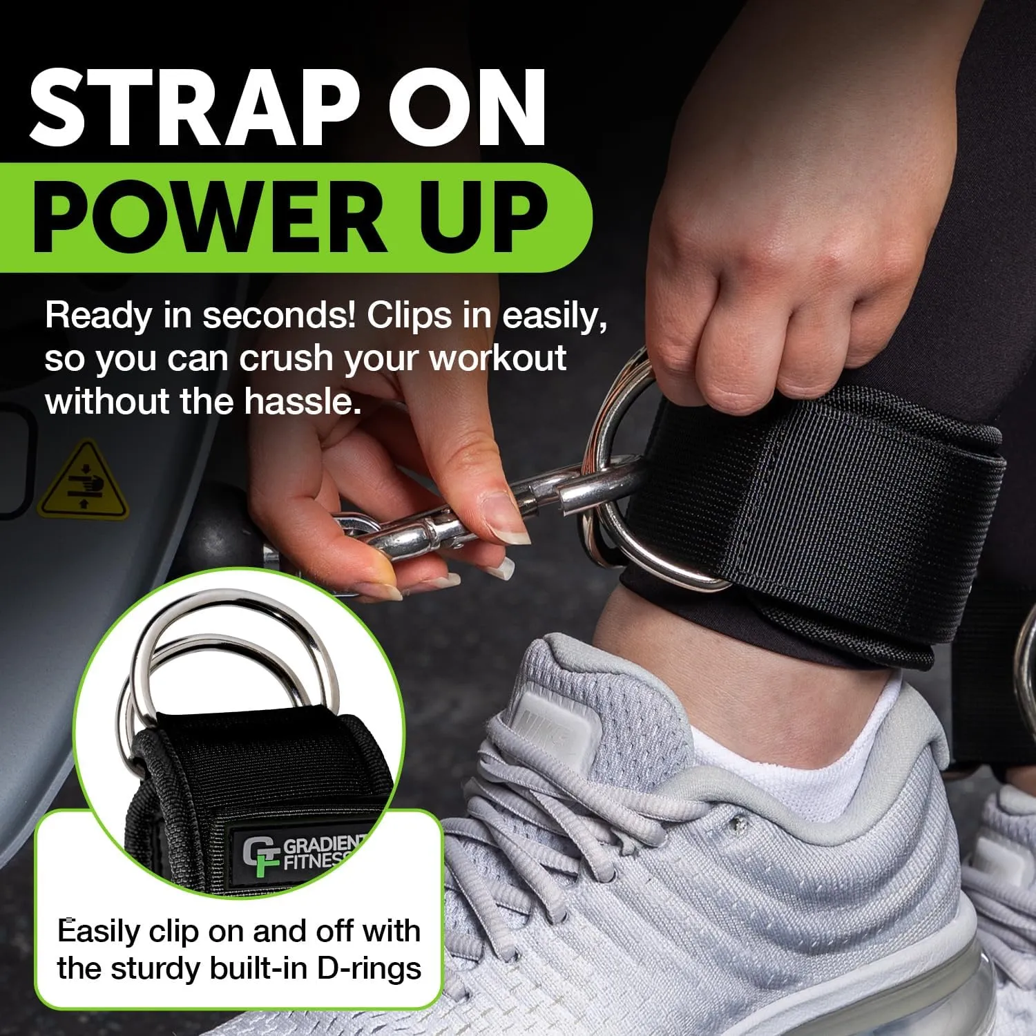 Gradient Fitness Ankle Straps (2 Pack) | Ankle Strap for Cable Machine, Ankle Bands for Working Out, Cable Ankle Strap