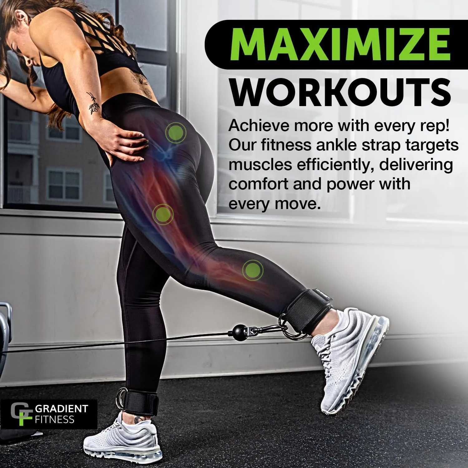 Gradient Fitness Ankle Straps (2 Pack) | Ankle Strap for Cable Machine, Ankle Bands for Working Out, Cable Ankle Strap