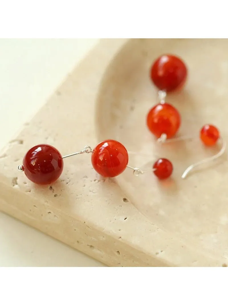 Gradient Red Onyx 925 Silver Dangle Earring