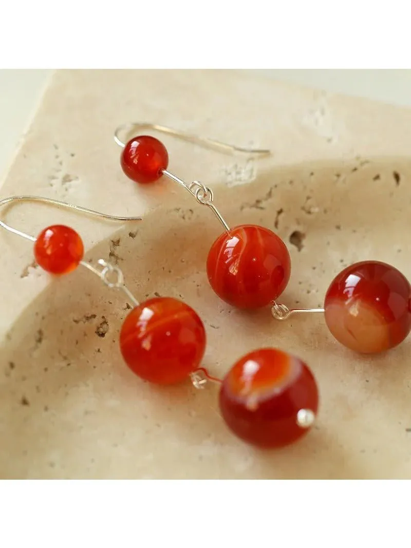 Gradient Red Onyx 925 Silver Dangle Earring