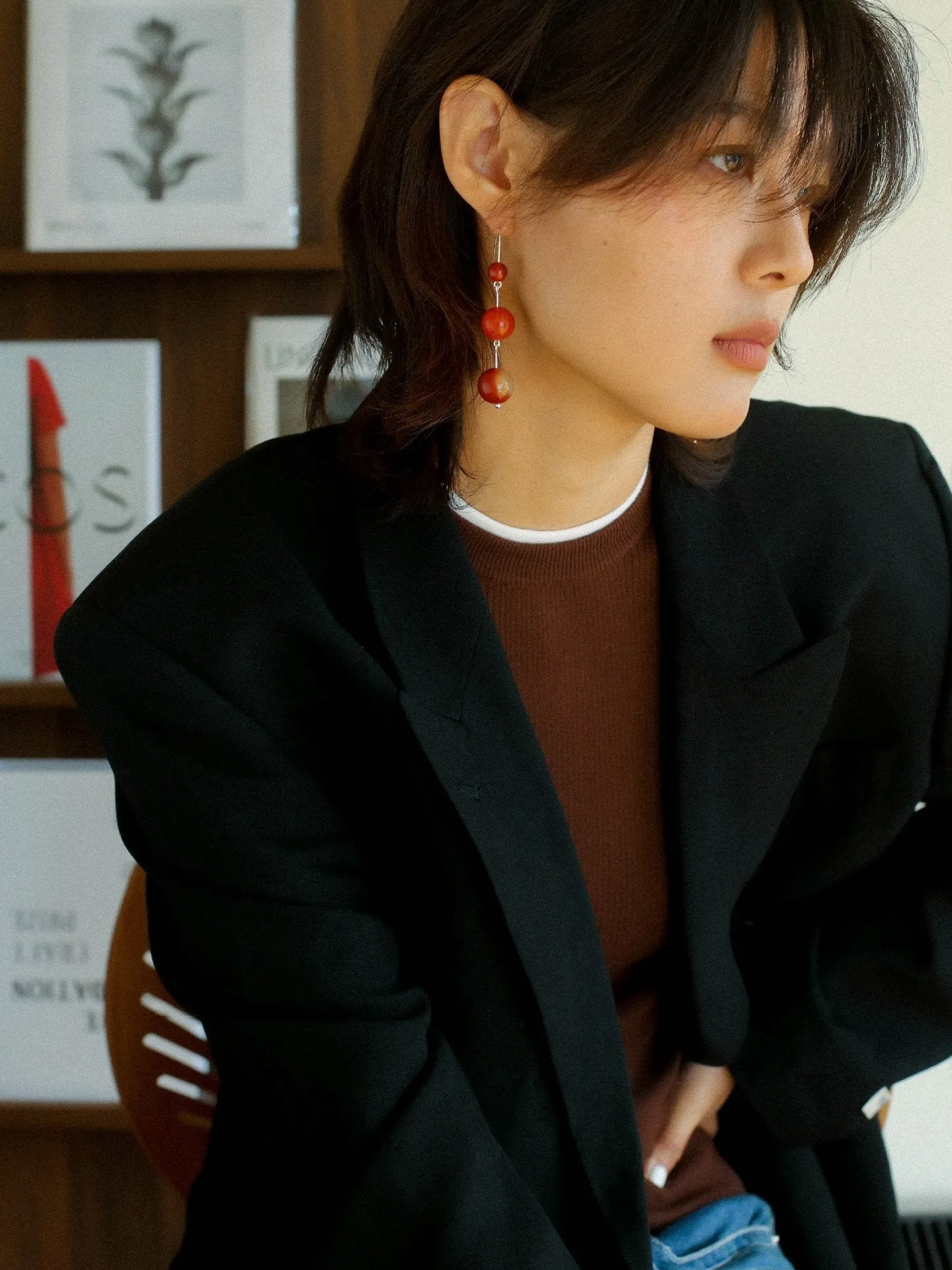 Gradient Red Onyx 925 Silver Dangle Earring