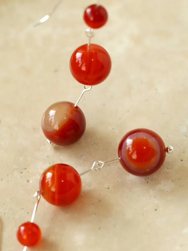 Gradient Red Onyx 925 Silver Dangle Earring