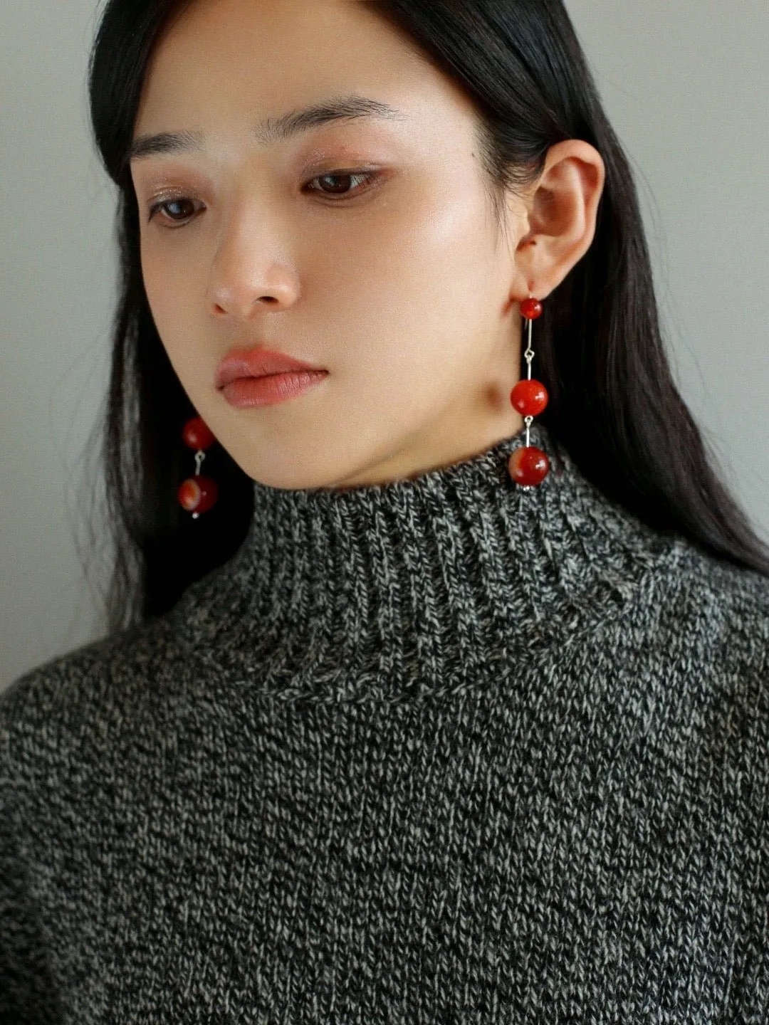 Gradient Red Onyx 925 Silver Dangle Earring