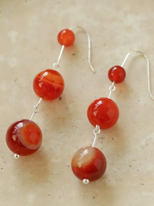 Gradient Red Onyx 925 Silver Dangle Earring